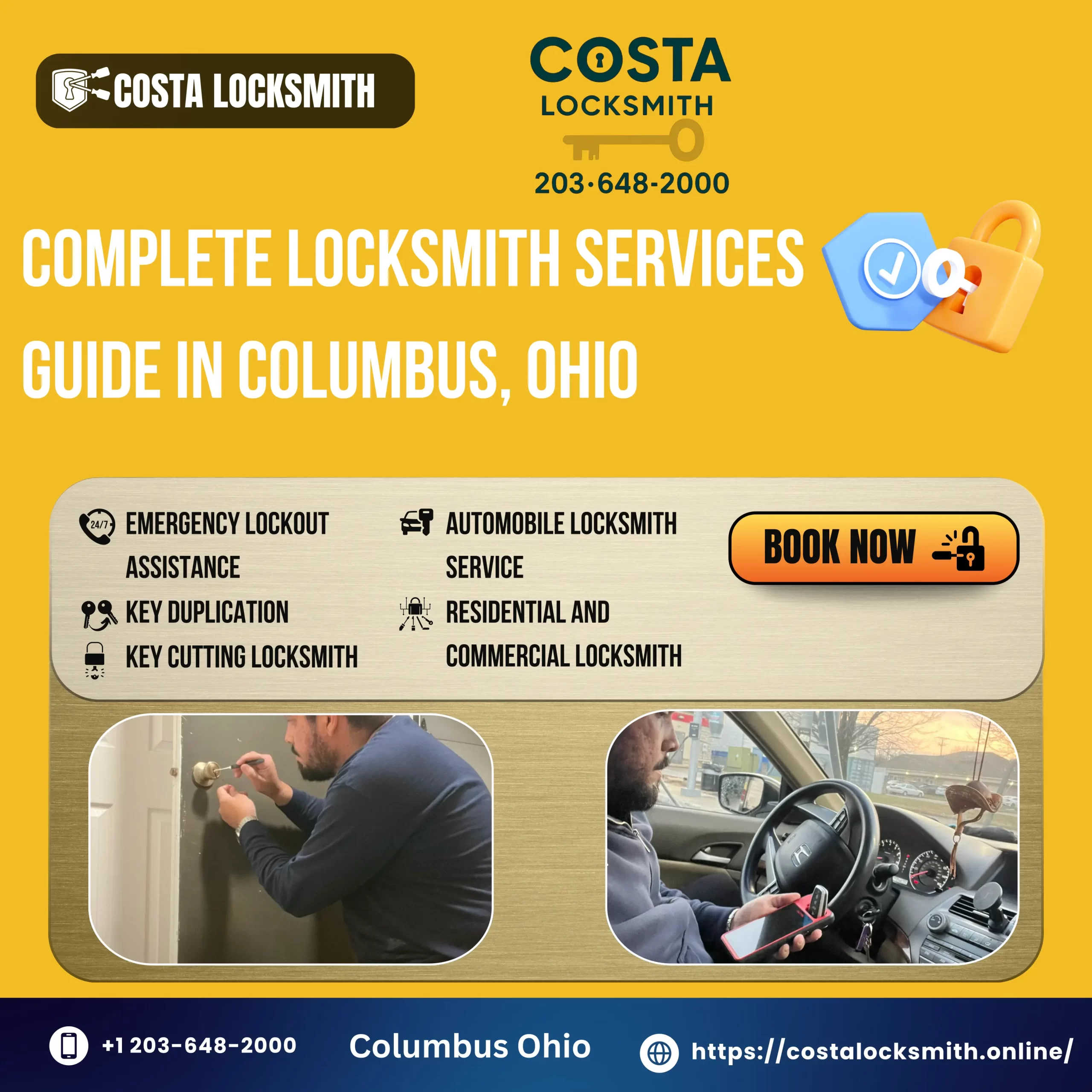 Complete locksmith services in Columbus Ohio including emergency, residential and automotive locksmith