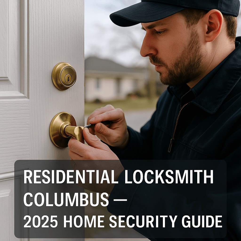Residential locksmith working on home door lock in Columbus Ohio