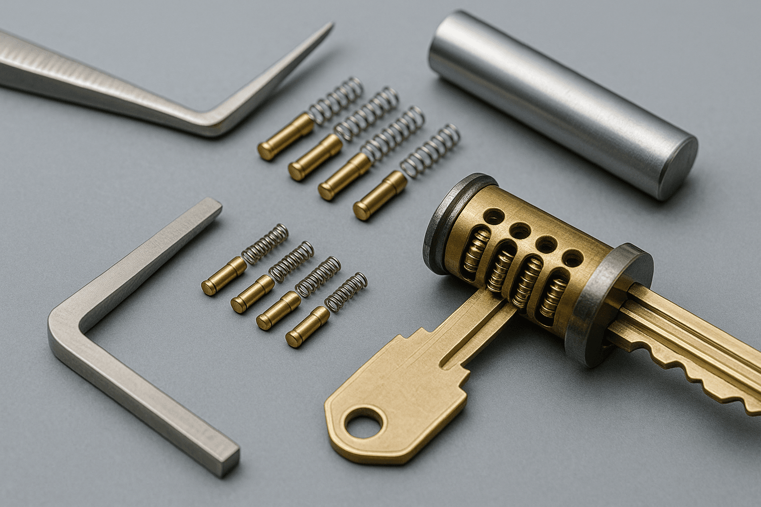 Locksmith rekeying lock cylinder with pins and springs in Columbus Ohio